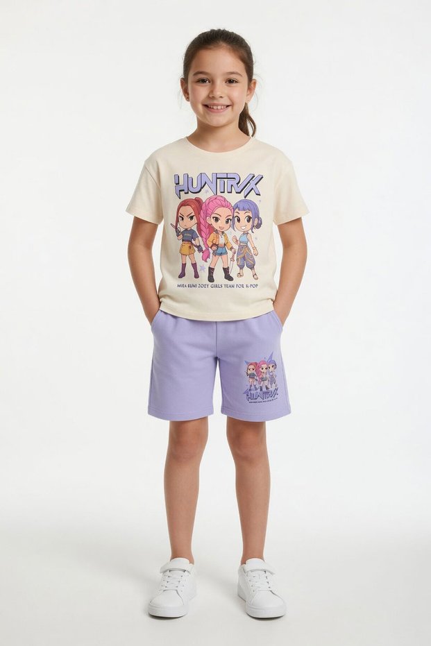 Lilac Girl's Themed Shorts and T-Shirt 2-Piece Set 23935