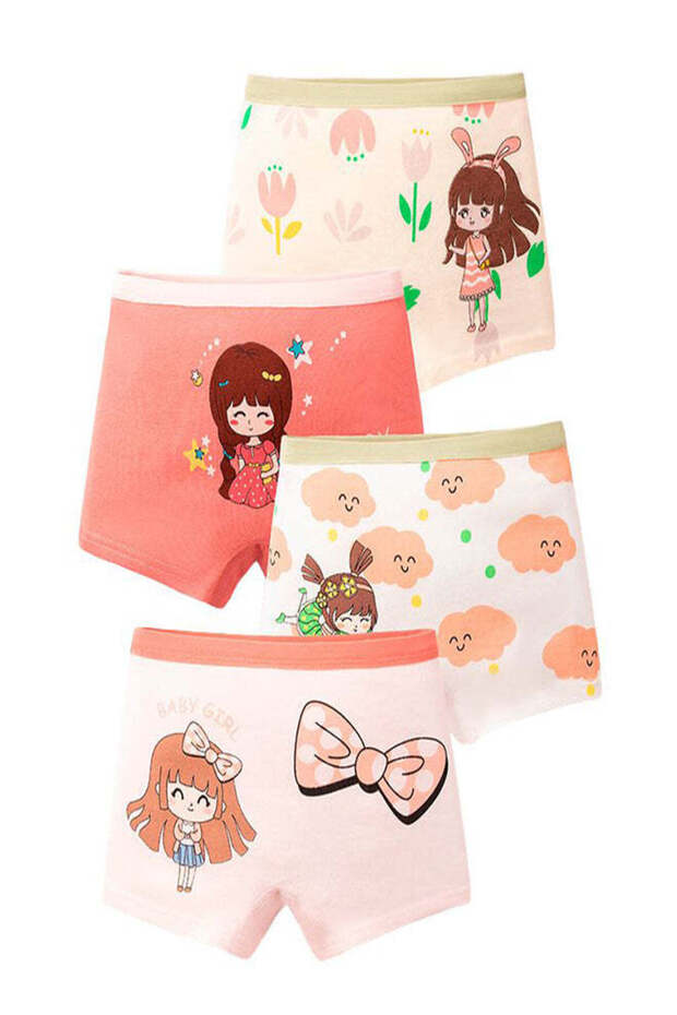 Girls Cotton Floral Girl Print Pack of 4