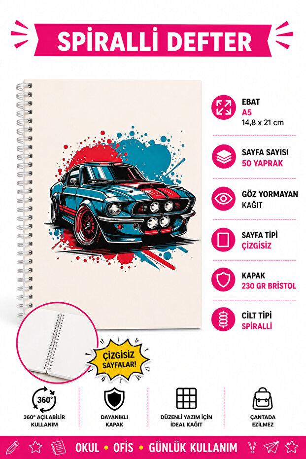 Spiral A5 Unlined Notebook - 1
