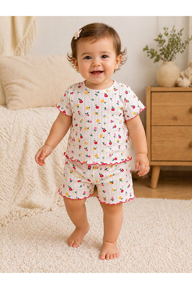Baby Girl Floral Summer Shorts T-Shirt Set