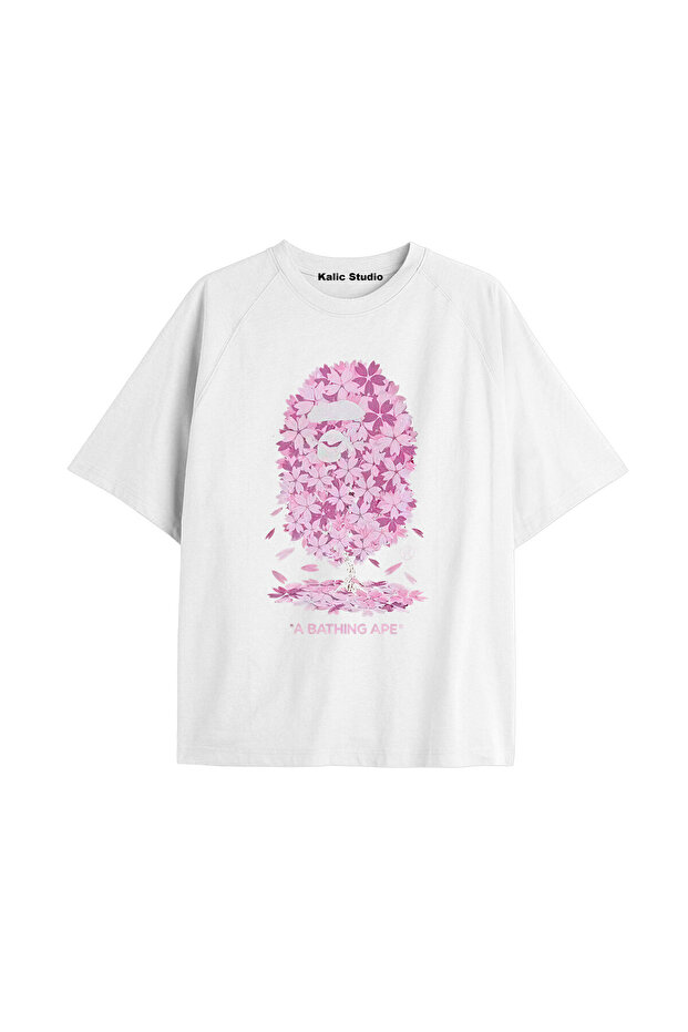 Tricou oversize Bappe Monkey alb - 1