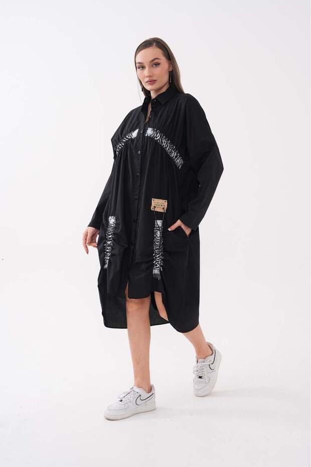 Design Brushed Sports Shirt Dress Long Sleeve