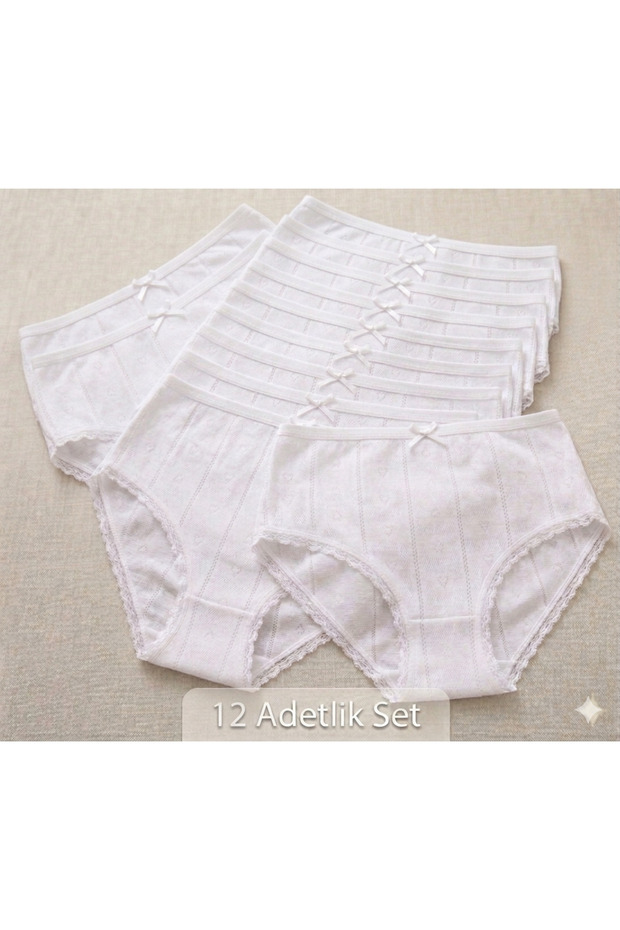 286 Women's 12-Pack Plus Size Lace 100% Cotton Jacquard Slip Panties (Xl-4Xl)