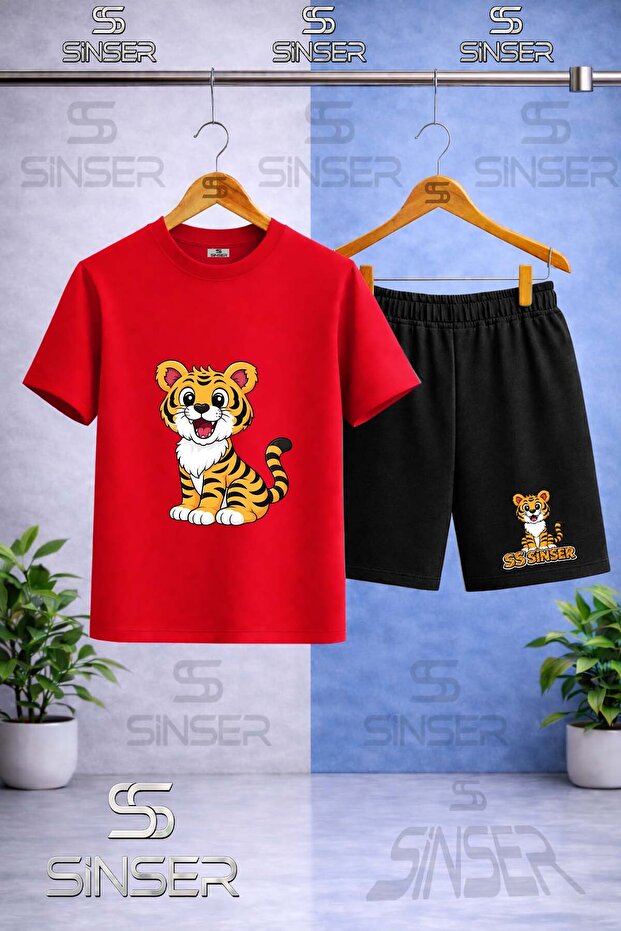 Children's Sinser Kaplan Sitting Printed Crew Neck T-Shirt - Shorts Set