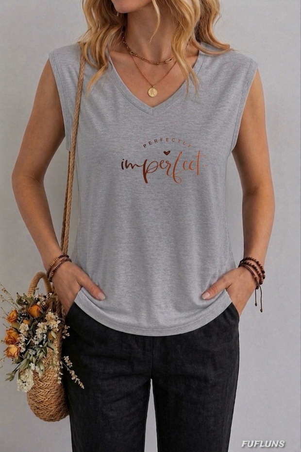 Perfectly Imperfect Printed Women's Oversized Sleeveless T-Shirt