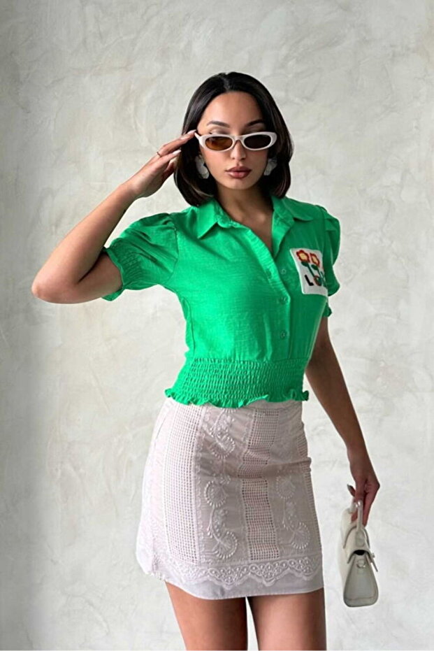 Emerald Pocket Embroidered Shirt | Vmd2482