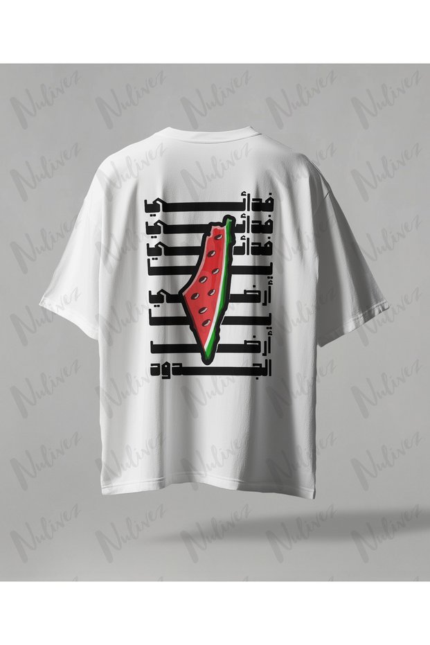 Palestine Design Oversize Unisex T-Shirt with Kefiye Pattern Streetwear Print