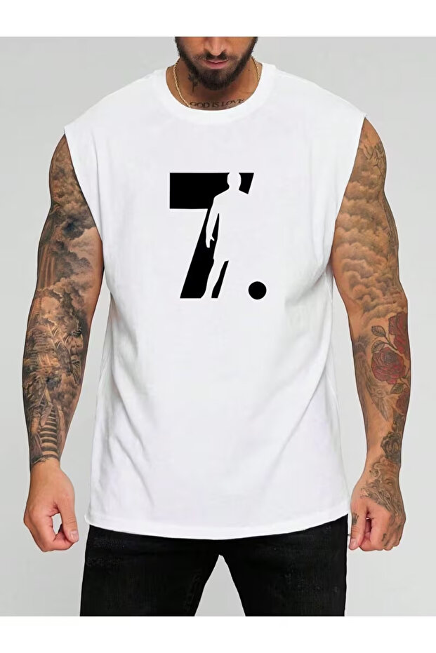Football Player Printed Sleeveless T-Shirt
