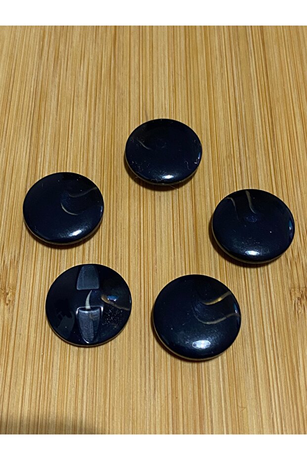 Button with a Wave Polyester from the Bottom 17 mm 6 Pcs Dark Blue