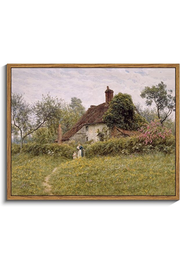 Large Canvas Wall Art 30x40 cm with Outer Frame Vintage Landscape Painting
