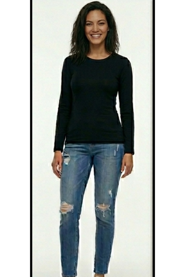 Women's Long Sleeve 100% Cotton Elastane Slim Fit Badi