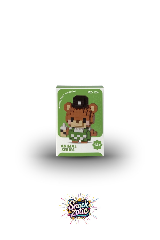 Snackzotic Animal Series Barista Teddy Bear Themed 3D Micro Block Figure - 200 Piece Building Set