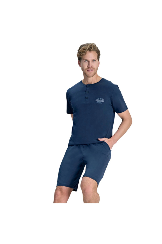 Over Sleep 2393 Men's Summer Single Jersey Shorts Pajama Set (M-L-Xl-Xxl)