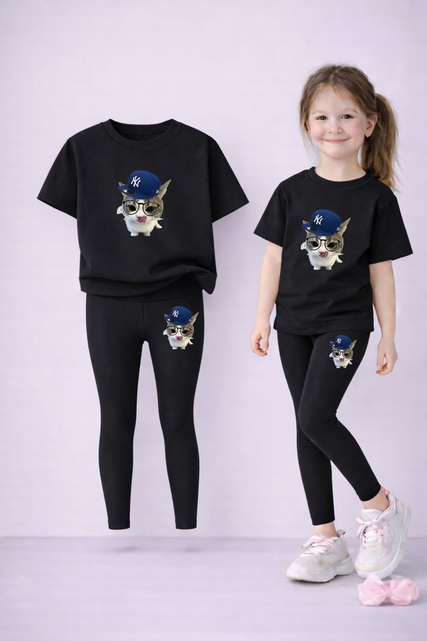 Mother Daughter Set Leggings T-Shirt Combination 100% Cotton Flexible Comfortable Fit Daily Sports Stylish Set