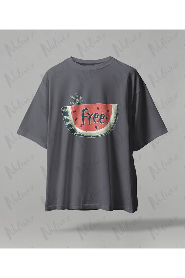 Palestine Design Oversize Unisex T-Shirt with Kefiye Pattern Streetwear Print