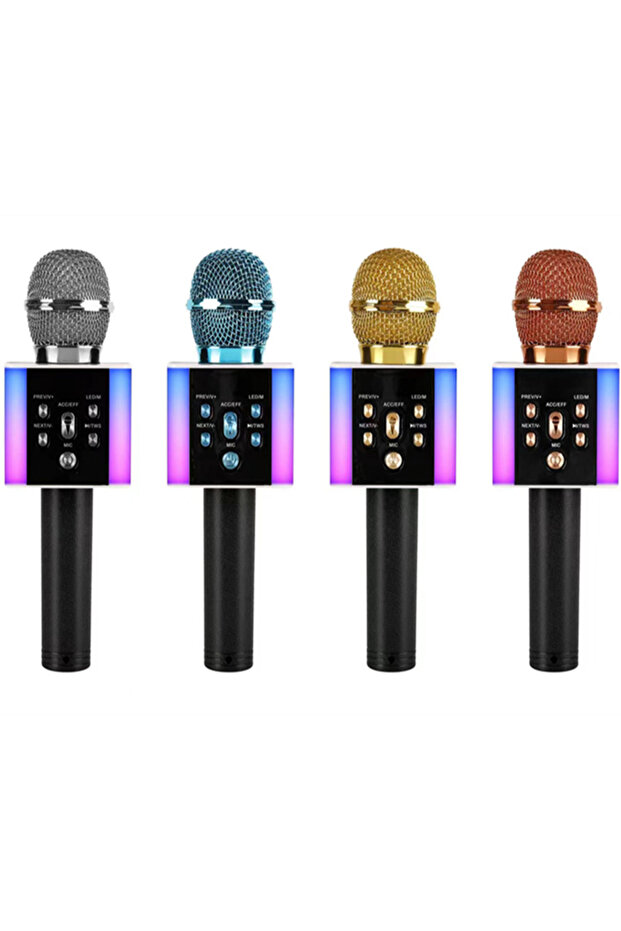مكبر صوت بلوتوث MC880 مع ميكروفون كاريوكي لاسلكي محمول مع أضواء LED