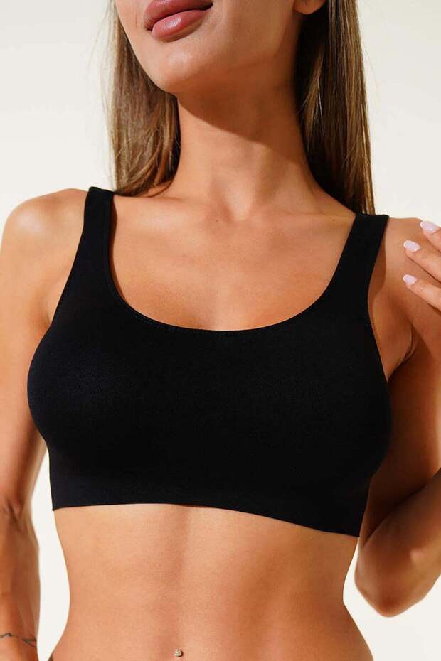 Black Thick Strap Seamless Bustier Athlete Bodysuit