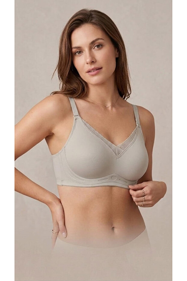 Laser Cut Non-Marking B Cup Ghost Bra with Lace Detail on the Front