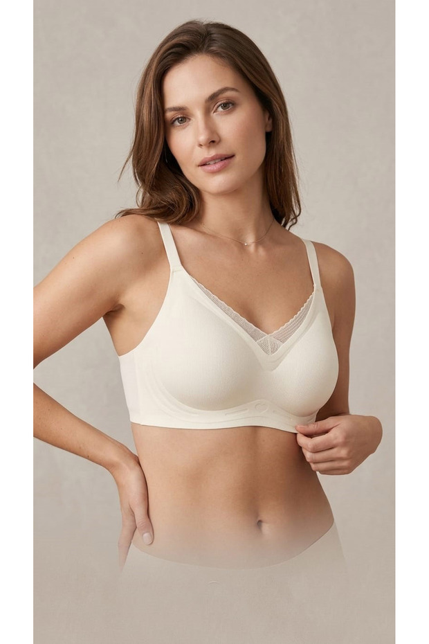 Laser Cut Non-Marking B Cup Ghost Bra with Lace Detail on the Front