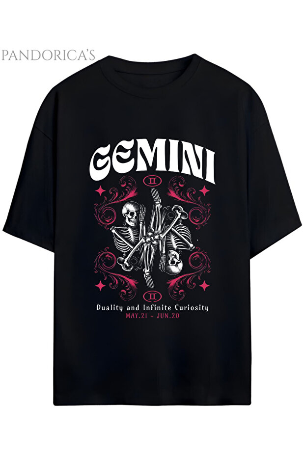 Gothic Zodiac Design Series Gemini (Gemini Zodiac Sign) Printed Cotton Unisex T-Shirt