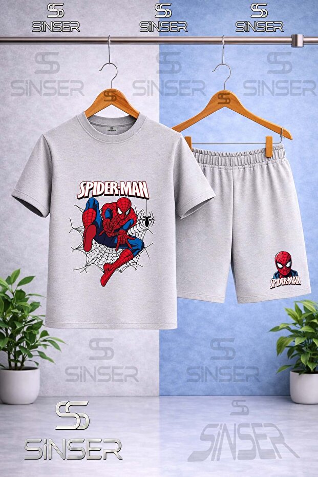 Children's Orumcekman Agli Ag Atan Printed Crew Neck T-Shirt - Shorts Set