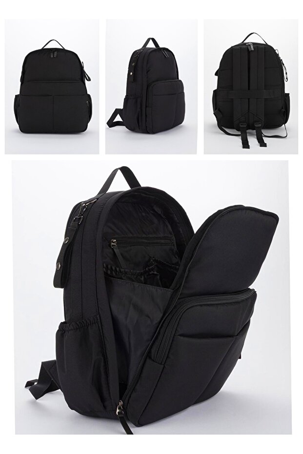Luxury Black Large Size Mother Baby Care Backpack with Bottle and Thermos Compartment