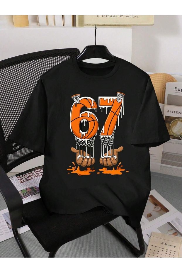 Six Seven 67 Printed Crew Neck 100% Cotton Short Sleeve Kids and Teenagers T-Shirt