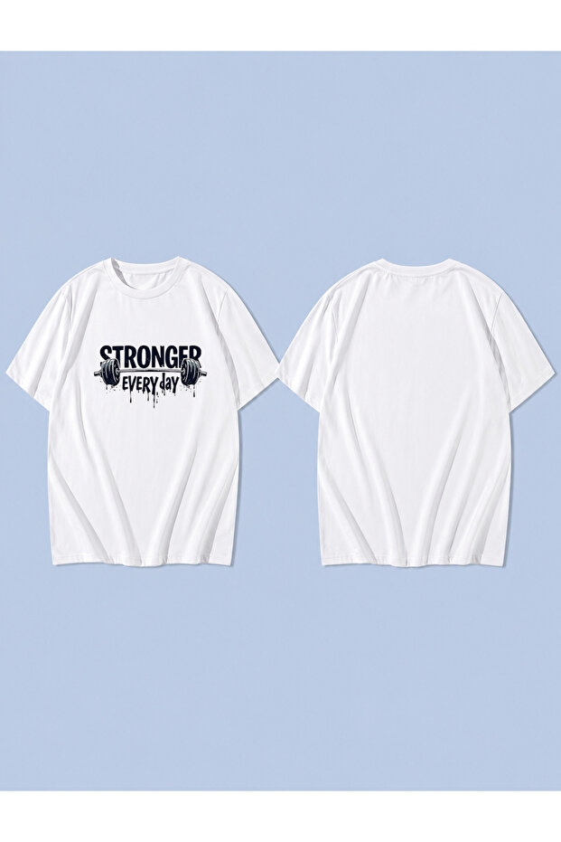 Stronger Every Day Printed 100% Cotton Oversize Unisex T-Shirt Relaxed Fit T-Shirt