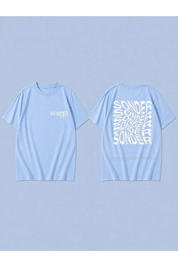 Sonder Whi̇te Printed 100% Cotton Oversize Unisex T-Shirt Relaxed Fit T-Shirt