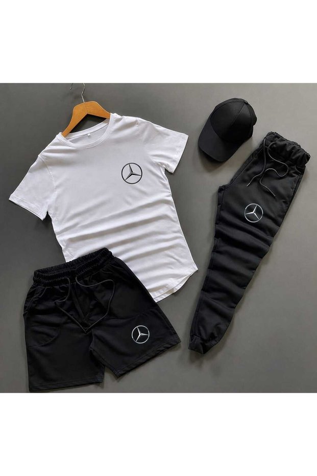 T-Shirt, Sweatpants, Shorts 3-Piece Combination Sports Sweat-Absorbing Printed Women'S/Men's Unisex Model