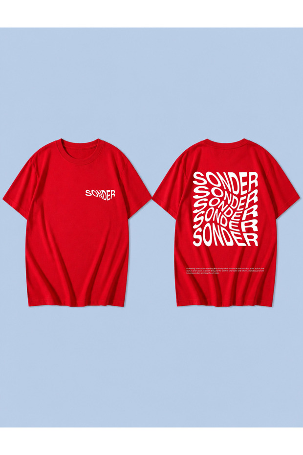 Sonder Whi̇te Printed 100% Cotton Oversize Unisex T-Shirt Relaxed Fit T-Shirt