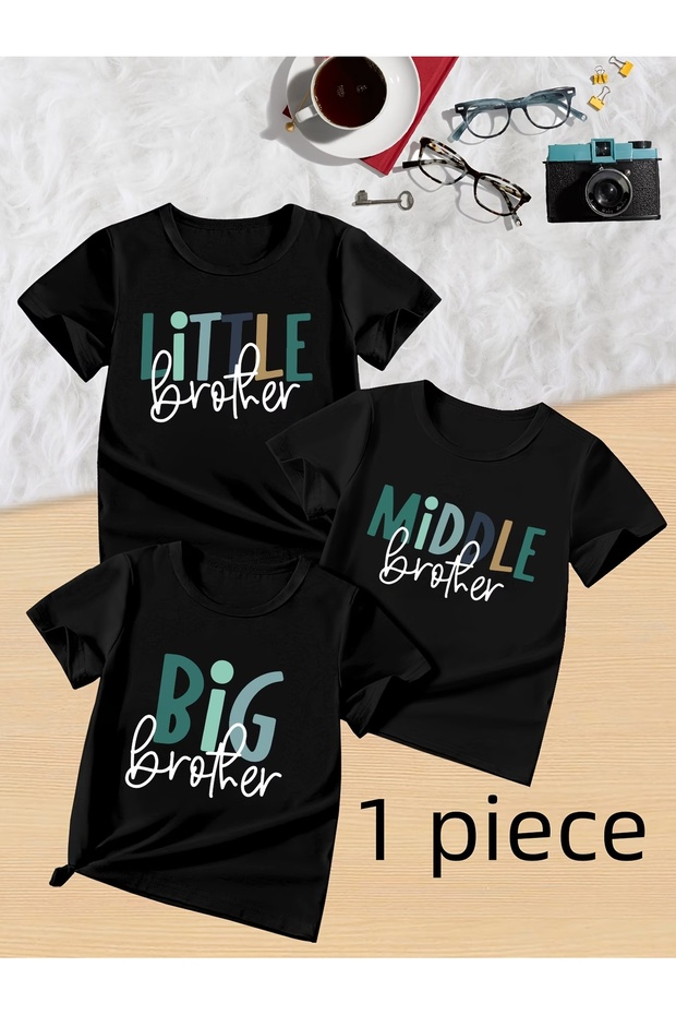 Big Brother, Middle Brother, Little Brother Big, Middle, Little Brother T-Shirt (Single Item, Can Be Combined, Prices Are Separate)