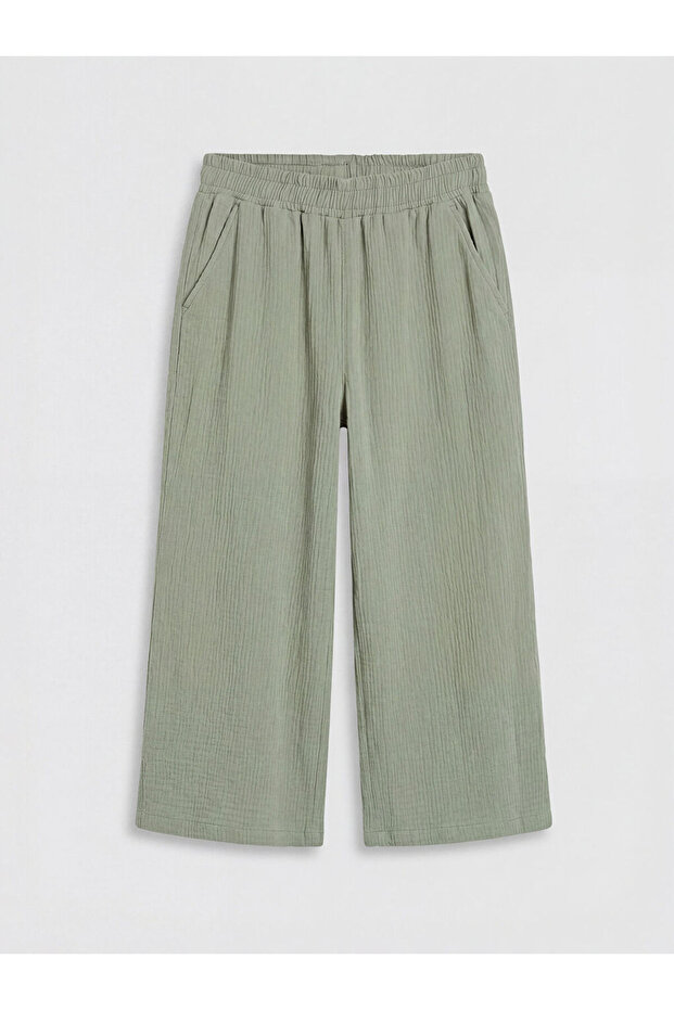 Lcw Kids Khaki Textured Girls' Capri Pants