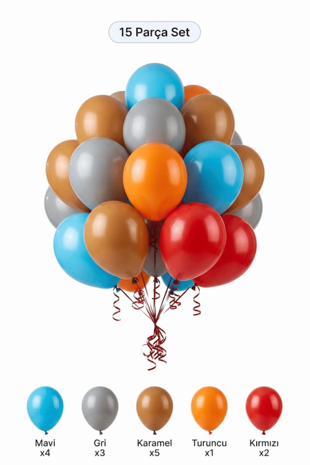 Robot Themed Balloon Set Caramel Blue 15 Pieces Boy's Birthday Party Decoration