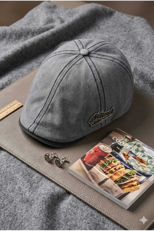 Premium Retro Men's Cap - Natural Denim Cotton Hat with Vintage Texture