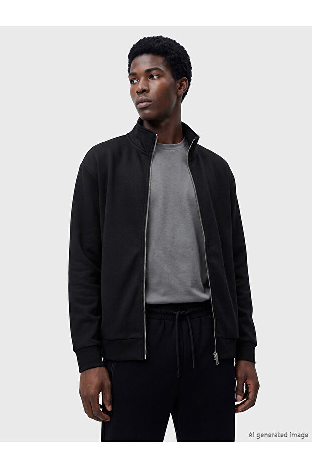 Trendlucky Men's Zippered Sweatshirt with Stand Collar