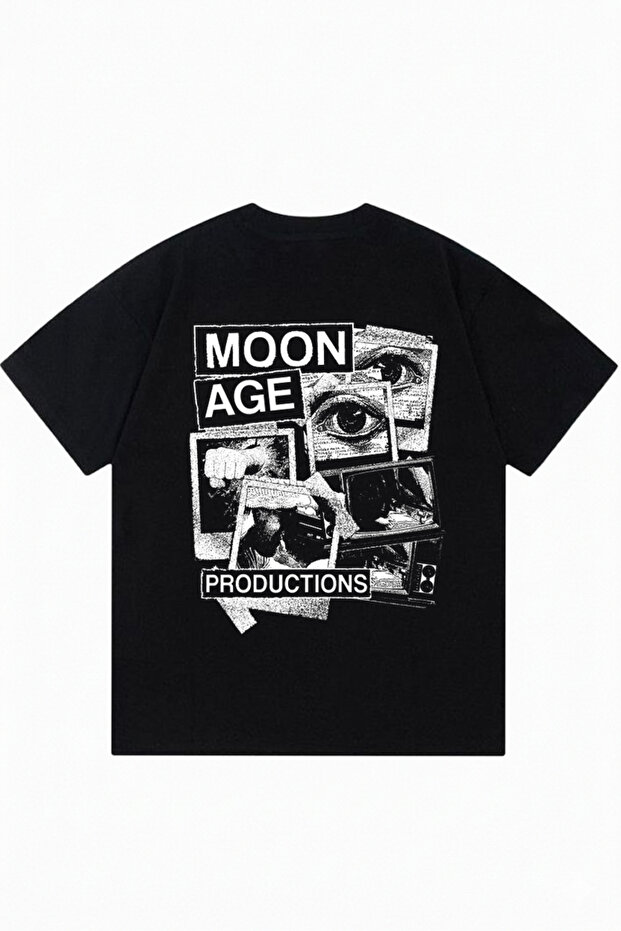 Moon Age Black Oversize Crew Neck T-Shirt
