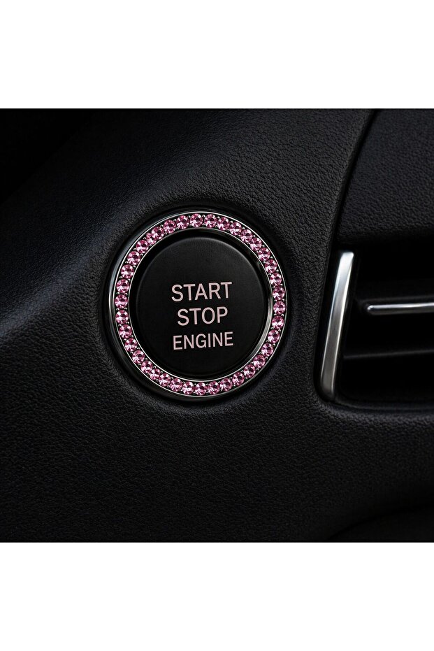 Crystal Stone Start Stop Button Ring Pink - 1