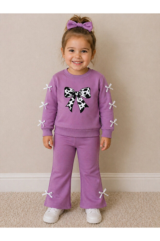 Girl's 2-Thread Seasonal Spanish-Style Flared Pants and Top Set with Ribbons