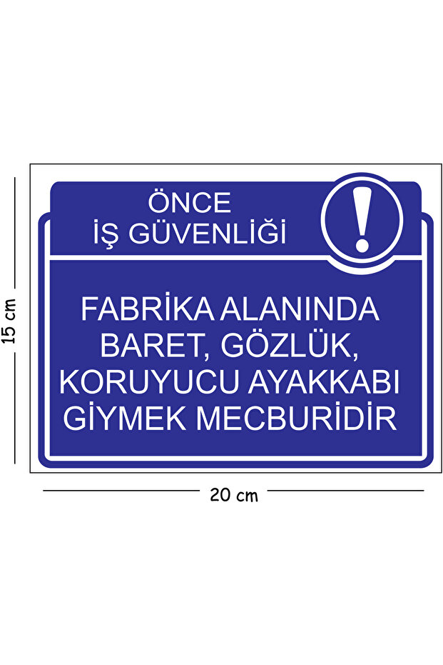 Metal Factory Area Requires Wearing Hard Hats, Goggles, Protective Shoes 15X20 cm Warning Work Safety