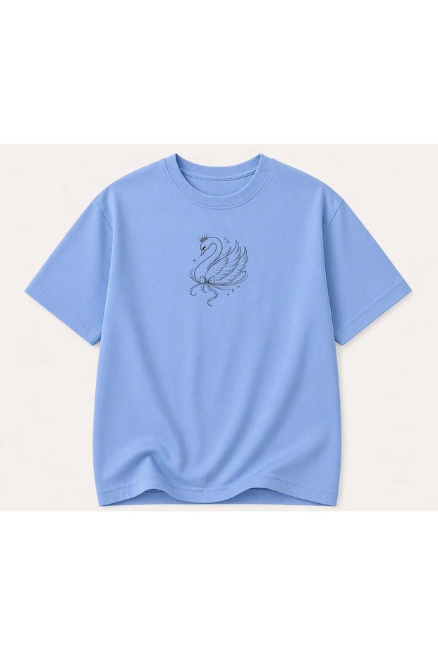 Swan Printed Women's Crew Neck Cotton T-Shirt