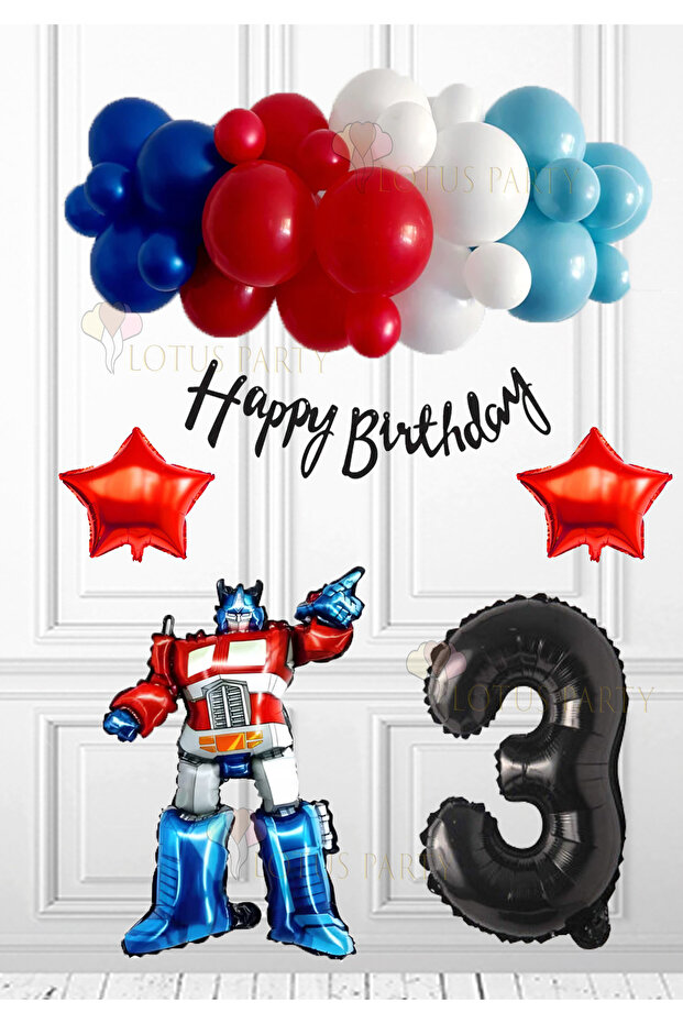 Robot Car Set - Transformers Car Man's Day Set - Transformers Balloon Blue Red Balloon 1 Year Old
