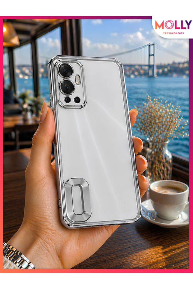 Lou Laser Transparent Silicone Case with Metallic Silver Lens Protector for Infinix Hot 12