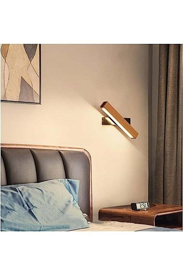 مصباح جداري خشبي دوار بإضاءة LED للاستخدام الداخلي