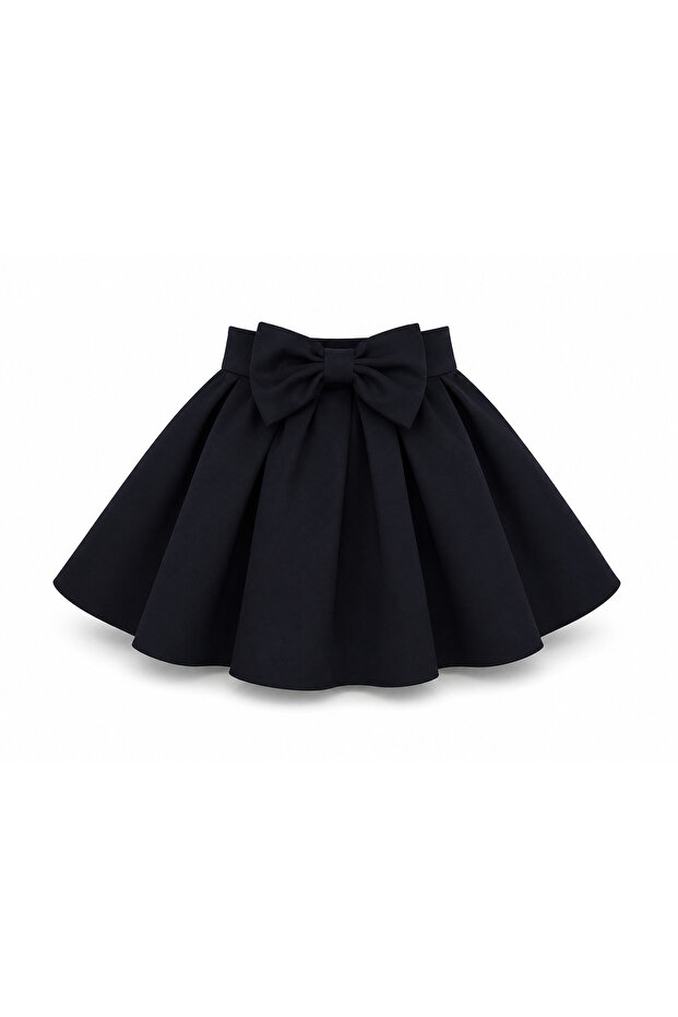 Girl's Bow Detailed Diver Skirt Black – Ages 5-13