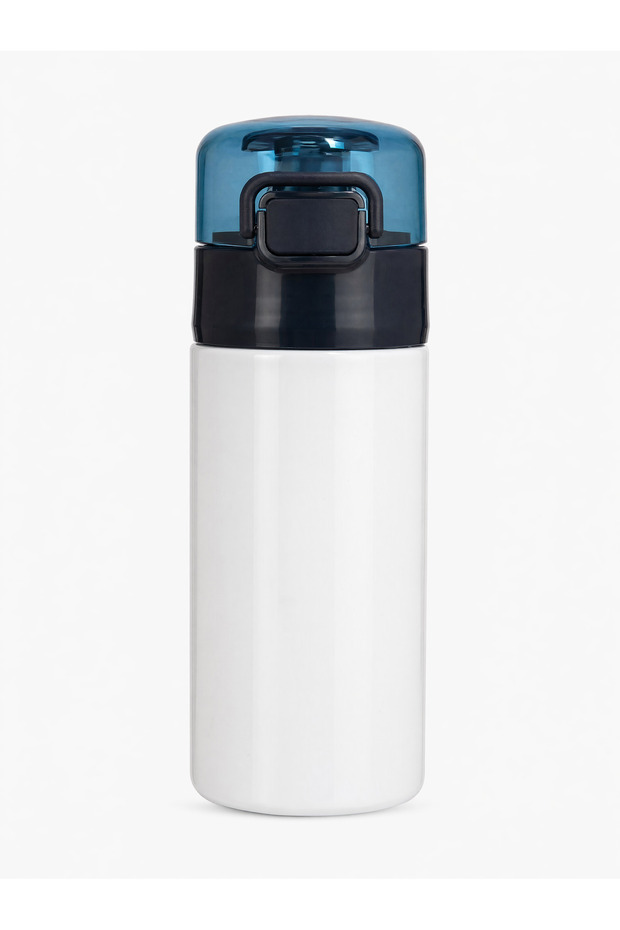 Premium White Steel Flask 500 ml – with Lid & Silicone Straw