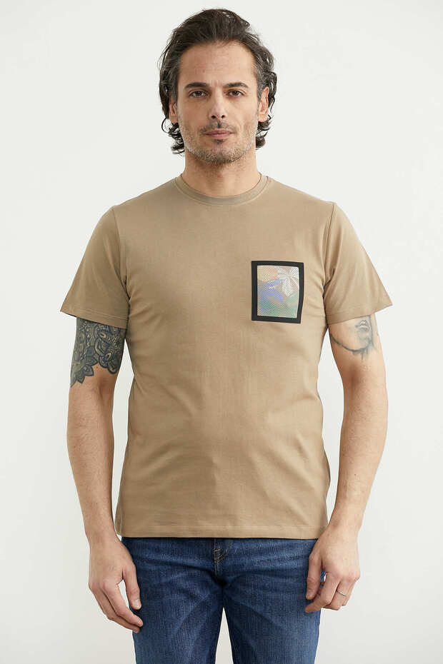 Tricou Basic cu imprimeu - Mink - 1