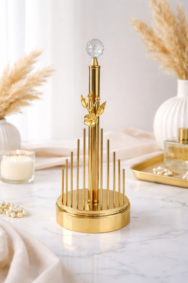 Gold Metal Stainless Flower Model Luxury Towel Napkin Holder Kitchen Serving Tray Dowry Tableware Organizer Zenith