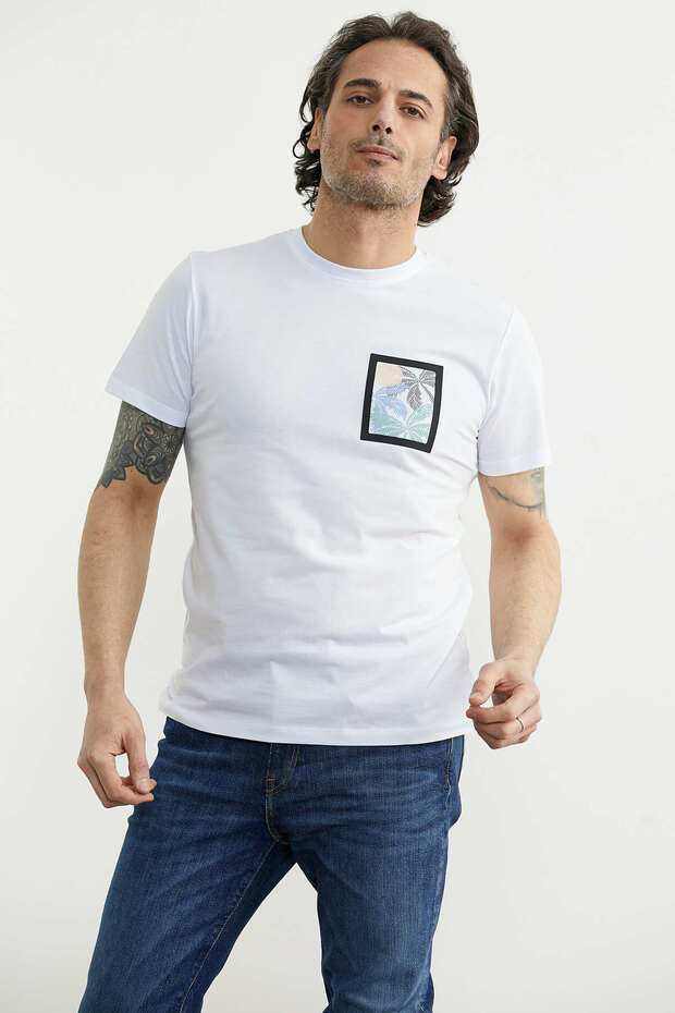 Tricou Basic cu imprimeu - Alb - 3
