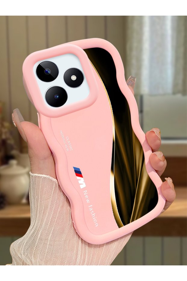 Realme Note 50 Compatible Shockproof Simple Pink Silicone Phone Case Bmw Pattern